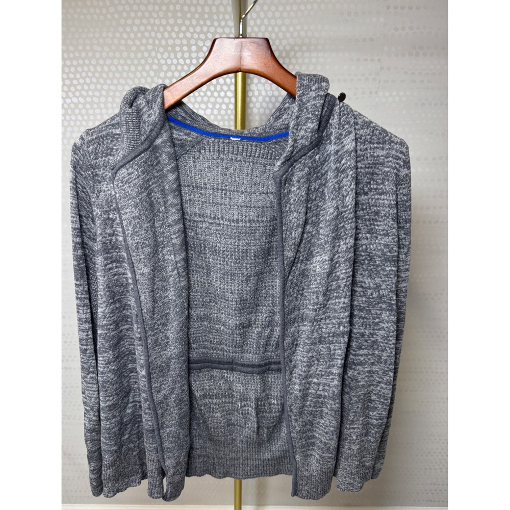 Lululemon Heathered Gray Marled Knit Hooded Open Front Cardigan Sweater Women